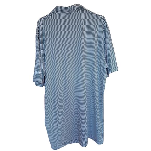 Pohl Cat Dunning Golf Polo Mens XXL Blue and White Stripe Comfort Stretch Fabric - Picture 2 of 9